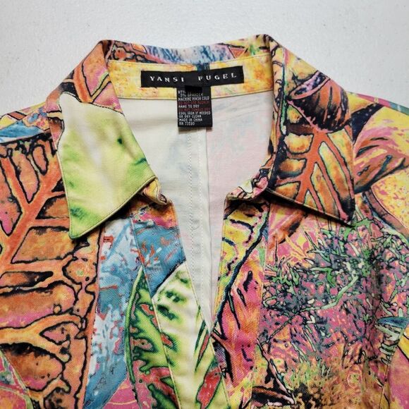 Yansi Fugel Colorful Women's Tropical Print Top or Lightweight Jacket Y2K - Picture 9 of 11